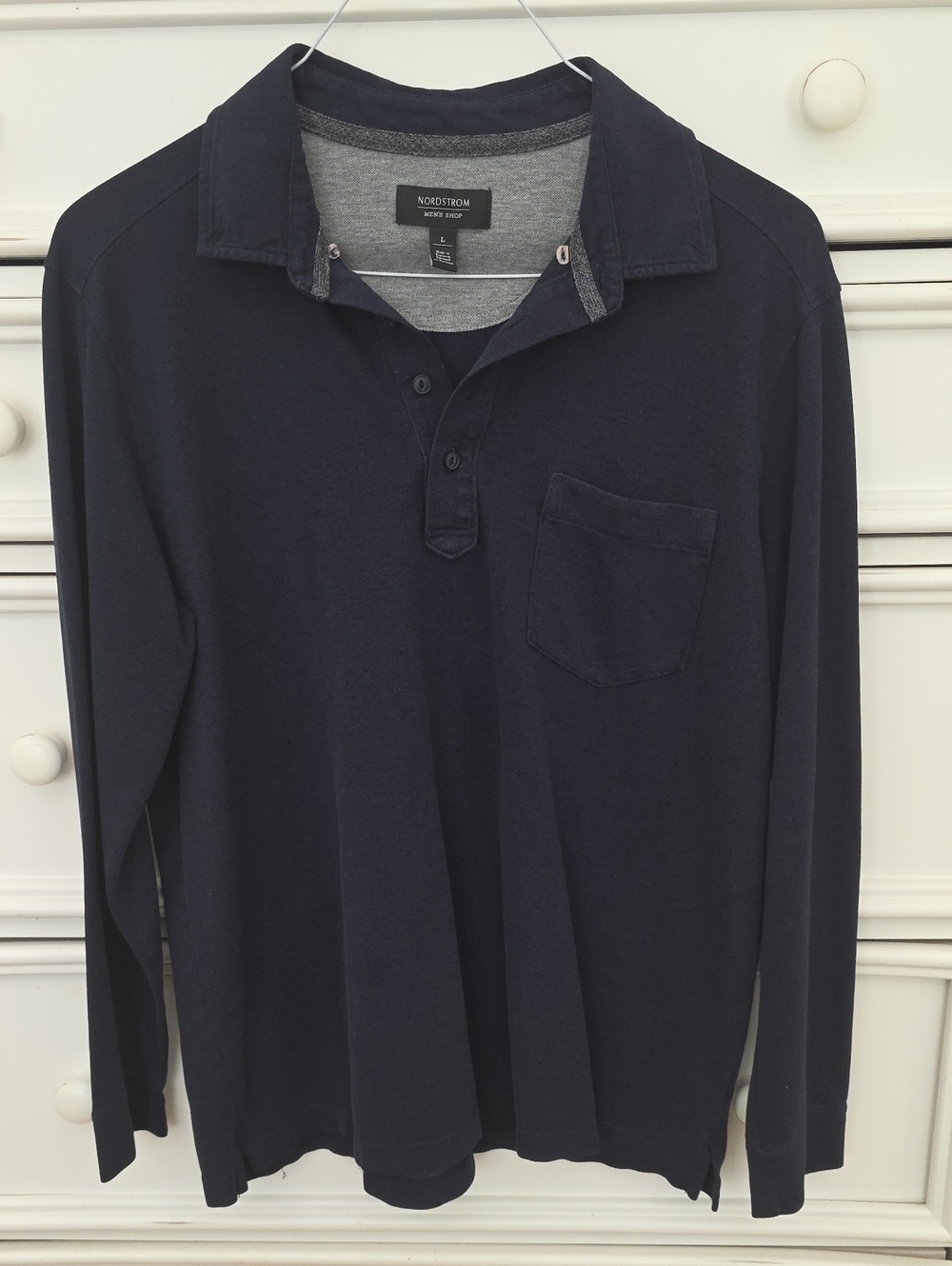 Nordstrom Men's Long-Sleeve Polo - Navy Blue